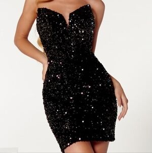 Portia and Scarlett Black Strapless Sequin Dress